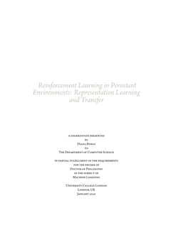 Reinforcement Learning in Persistent Environments: Representation Learning and Transfer