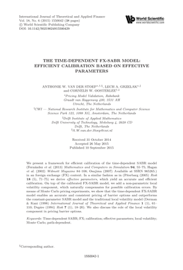 The Time-Dependent Fx-Sabr Model: Efficient Calibration Based on Effective Parameters