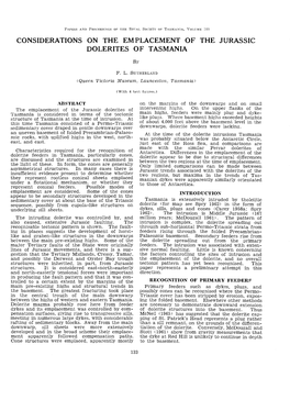 Considerations on the Em Placement of the Jurassic Dolerites of Tasmania