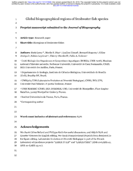 Global Biogeographical Regions of Freshwater Fish Species 2