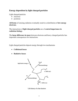 Energy Deposition by Light Charged Particles