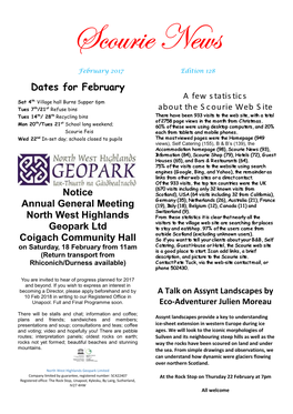 Dates for February Notice Annual General Meeting North West Highlands Geopark Ltd Coigach Community Hall