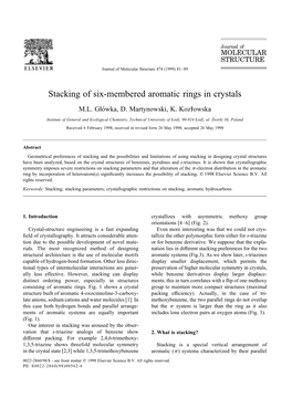 Stacking of Six-Membered Aromatic Rings in Crystals