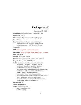 Package 'Ascii'