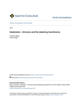 Idealization : Clinicians and the Idealizing Transference