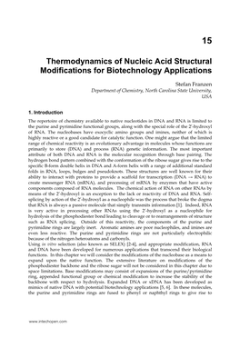 Thermodynamics of Nucleic Acid Structural Modifications for Biotechnology Applications