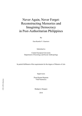 Reconstructing Memories and Imagining Democracy in Post-Authoritarian Philippines