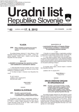 Uradni List RS 062/2012, Uredbeni