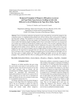 Reciprocal Transplant of Mangrove (Rhizophora Racemosa) and Nypa