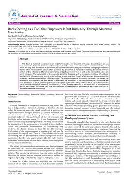 Breastfeeding As a Tool That Empowers Infant Immunity Through