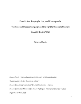 Prostitutes, Prophylactics, and Propaganda