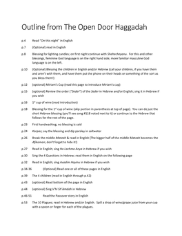 Outline from the Open Door Haggadah