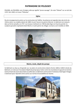 Patrimoine De Pelousey