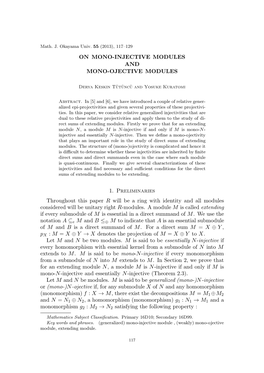 On Mono-Injective Modules and Mono-Ojective Modules