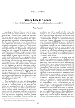 Privacy Law in Canada by Colin H.H