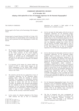 Commission Implementing Decision of 18 November 2011 Adopting A