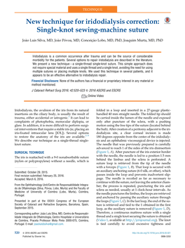 New Technique for Iridodialysis Correction: Single-Knot Sewing-Machine Suture