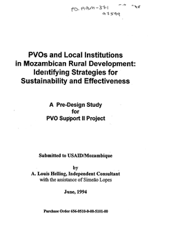 Pvos and Local Institutions Identifying Strategies