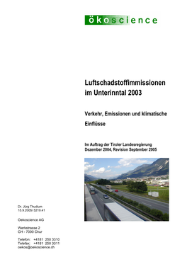 Luftschadstoffimmissionen Im Unterinntal 2003