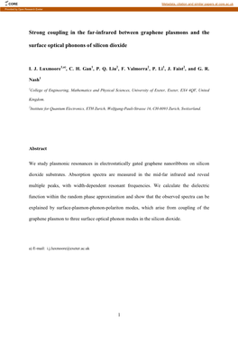 Strong Coupling in the Far-Infrared Between Graphene Plasmons and The