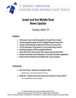 Israel and the Middle East News Update