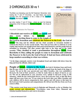 2 CHRONICLES 30 Vs 1 KJV-Lite™ VERSES