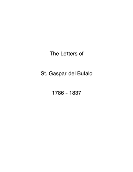 The Letters of St. Gaspar Del Bufalo 1786