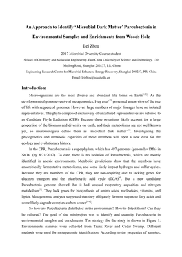 'Microbial Dark Matter' Parcubacteria in Environmental Samples And