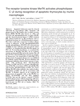 The Receptor Tyrosine Kinase Mertk Activates Phospholipase C γ