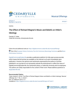 The Effect of Richard Wagner's Music and Beliefs on Hitler's Ideology