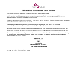 2020 Trust Women Oklahoma General Election Voter Guide