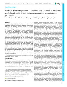 Effect of Water Temperature on Diel Feeding, Locomotion Behaviour And