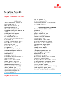 Technical Note 01 Version 1.6 20 July 2013 WRH Uniphos Gas Detector Tube Users