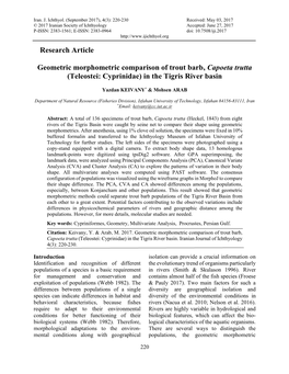 1-Research Article Geometric Morphometric Comparison of Trout