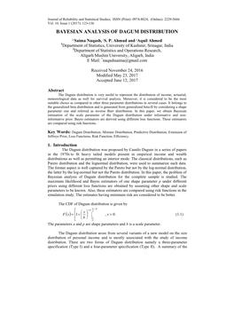 Bayesian Analysis of Dagum Distribution