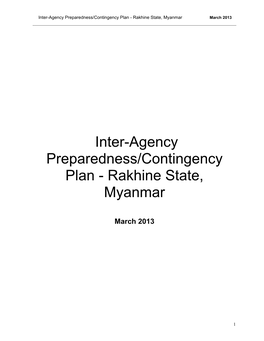 Inter-Agency Preparedness/Contingency Plan - Rakhine State, Myanmar March 2013