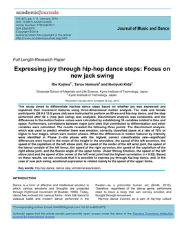 Expressing Joy Through Hip-Hop Dance Steps: Focus on New Jack Swing