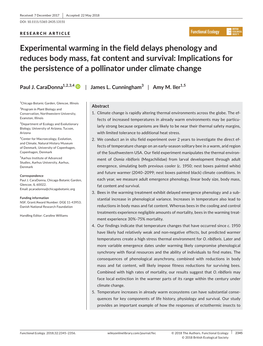 Experimental Warming in the Field Delays Phenology and Reduces