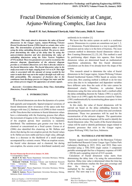 Fractal Dimension of Seismicity at Cangar, Arjuno-Welirang Complex, East Java