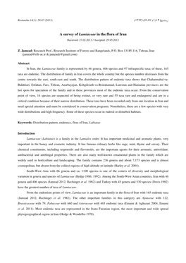 14)1 :(67-59) 1392( a Survey of Lamiaceae in the Flora of Iran