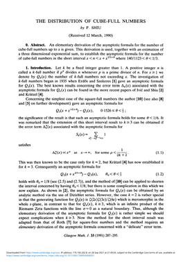 THE DISTRIBUTION of CUBE-FULL NUMBERS by P