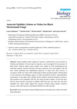 Antarctic Epilithic Lichens As Niches for Black Meristematic Fungi