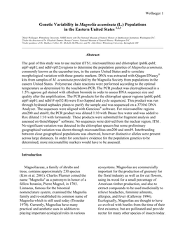 Genetic Variability in Magnolia Acuminata (L.) Populations in the Eastern United States 1,2,3