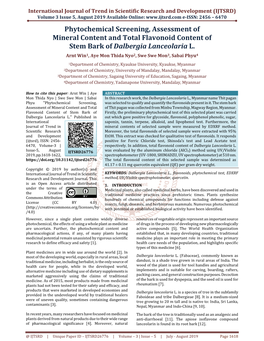 306 Phytochemical Screening, Assessment of Mineral Content And