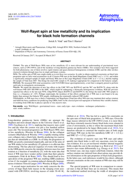 Wolf-Rayet Spin at Low Metallicity and Its Implication for Black Hole Formation Channels Jorick S