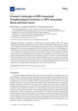 Genomic Landscapes of EBV-Associated Nasopharyngeal Carcinoma Vs