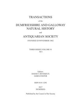 Transactions Dumfriesshire and Galloway Natural