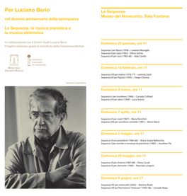 Per Luciano Berio Le Sequenze Museo Del Novecento, Sala Fontana Nel Decimo Anniversario Della Scomparsa