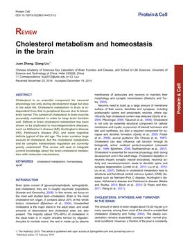 Cholesterol Metabolism and Homeostasis in the Brain