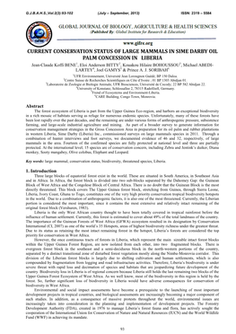 Current Conservation Status of Large Mammals in Sime Darby Oil Palm Concession in Liberia